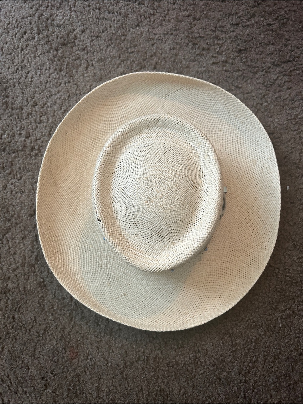 Fiesta Straw Sun Hat in Light Beige with White Band